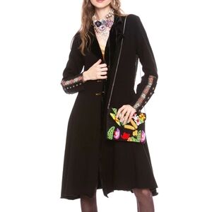 Aratta Black Trench Coat with Colorful Accents